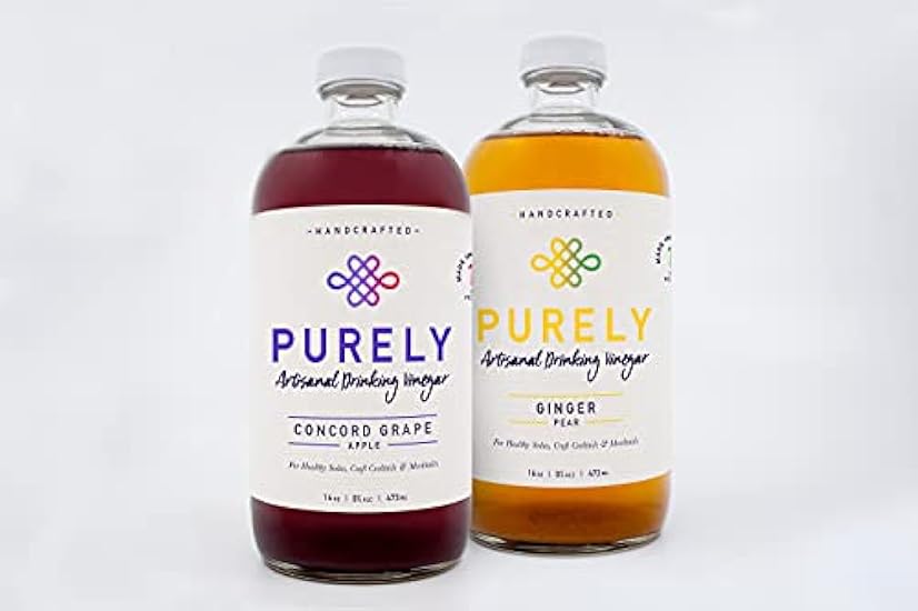 Purely Drinking Vinegar/Shrub - Two Bottle Set - Concord Grape Apple + Ginger Pear - Cocktail/Mocktail/Tonic Mixer, Organic, Plant-based, Vegan, Paleo, Low Sugar, Low Calories 3548200