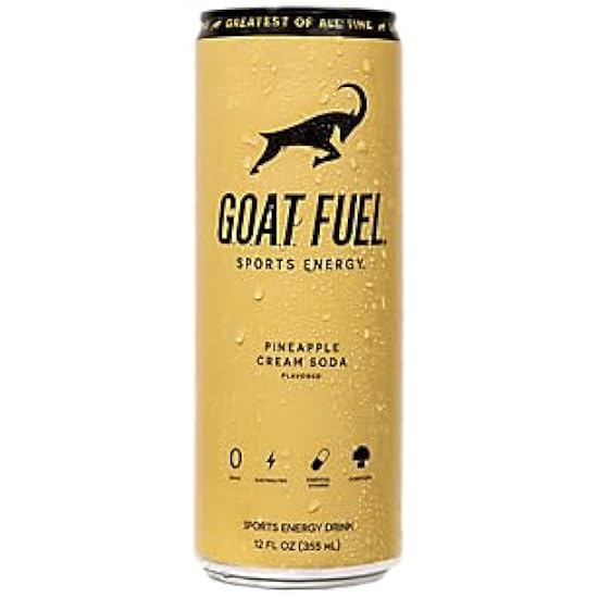 GOAT Fuel® Preworkout Sports Energy Drink - Sugar-Free Pre Workout Healthy Energy Drink - Increase Mental and Physical Performance - with Cordyceps Mushroom, BCAAs and Electrolytes 12 Pack Pineapple Cream Soda 493249533