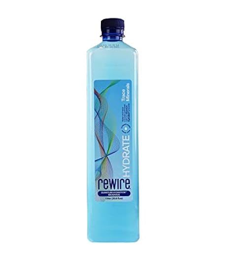 REWIRE® Hydration, Quantum Hydration™, Stabilized Structured Water with Trace Minerals, Eco-Friendly Bottles, Hydrate More. Drink Less™, 1 Liter 33.8 Fl Oz. (Pack of 12) 625291445