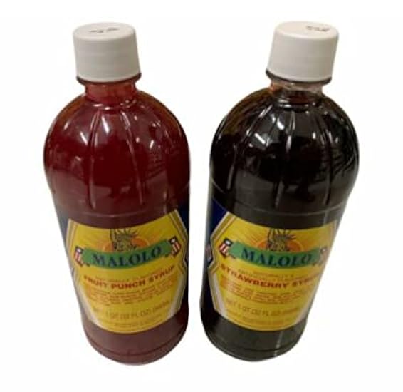 (Pack of 2) Malolo Strawberry Syrup 32 oz & Fruit Punch