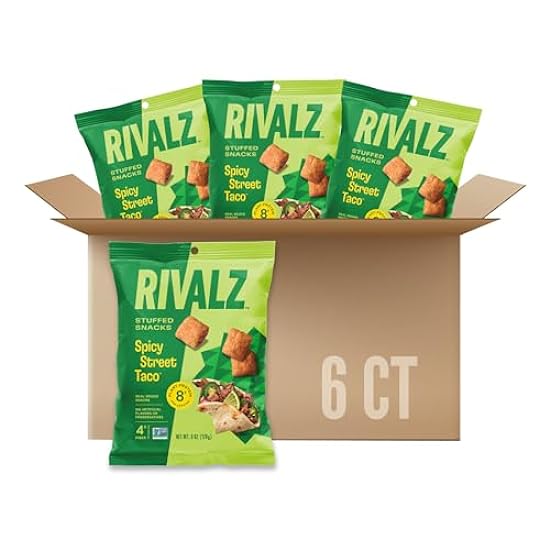 Rivalz Spicy Street Taco Stuffed Snacks - Delicious & Nutritious Veggie Snack Bites - Vegan, Sin gluten, & Non GMO - Cero azúcar añadido and Plant Based Protein - Healthy Snacks for Adults and Kids 547041812