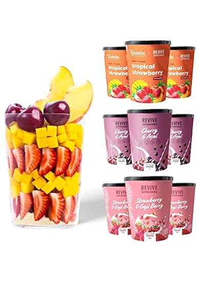 Jamba X Revive Superfoods Frozen Fruit Mix - 9 Pack Berry Variety Smoothie - High Fiber - Sin gluten - No Added Sugar, Dairy Free Vegan - Vitamin Rich Mixed Fruit Smoothie Breakfast or Post Workout Meal Replacement 338998756