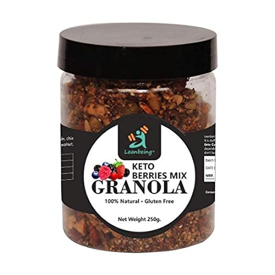 Veena Leanbeing Keto Berries Mix Granola 250G | Low Carb Cereal, Gluten & Grain Free- Low Fat, High Protein Keto Cereals Energy Snack 402082345