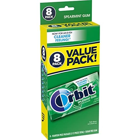 ORBIT Spearmint Sugarless Chewing Gum Bulk, 8 Packs of 