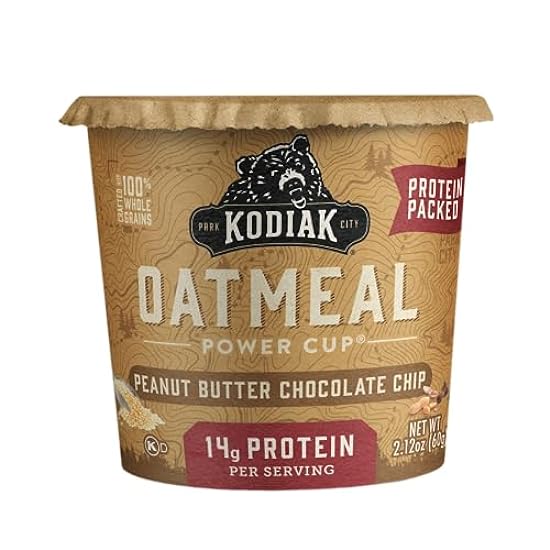 Kodiak Cakes Instant Oatmeal Cups, Peanut Butter Chocolate Chip, High Protein, 100% Whole Grains, (12 cups) 835122040