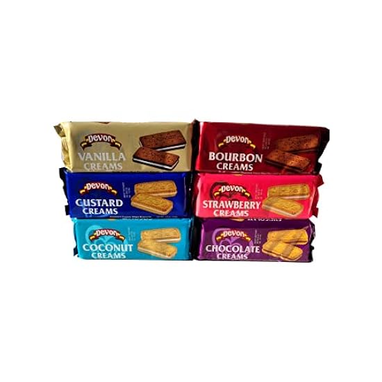 Devon Cream Filled Biscuits 4.9oz, Variety 6-Pack (Choc
