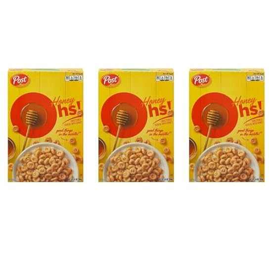 Post Honey Ohs! Cereal, Filled Ohs Cereales para el desayuno, Breakfast Snacks, 396g/14 oz (Pack of 3) Shipped from Canada 96872521