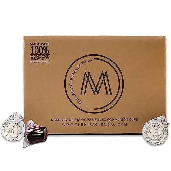 The Miracle Meal Pre-filled Communion Cups & Wafer Set - Box of 250 with 100% Trusted Concord Grape Juice & Wafer 729279825