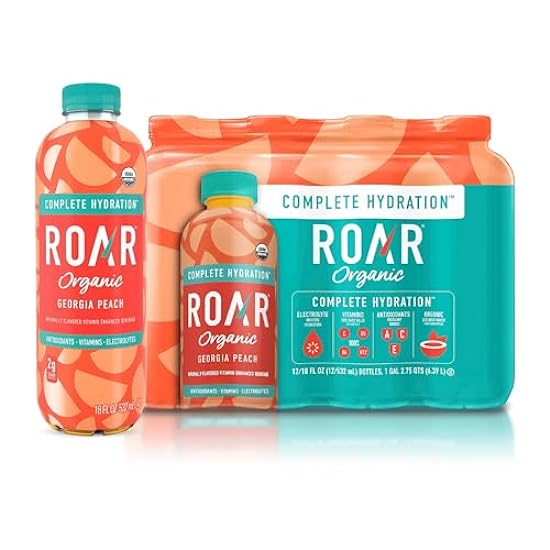 ROAR Organic Georgia Peach Hydration Beverage 12 Pack, 