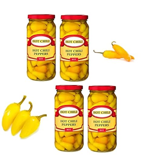 Hot Chili Peppers Pickles 4 Glass Jars 16 fl Oz (473 ml.) Kosher 178965237