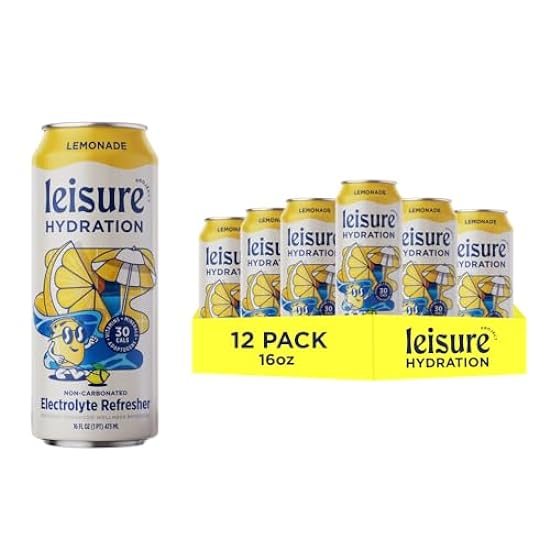 Leisure Project, Hydration Beverage, Lemonade (16 Ounce Cans, Pack of 12) - Lemon, Refreshing Lemonade Flavor - Non Carbonated, Caffeine Free, Electrolyte Refresher 593868917