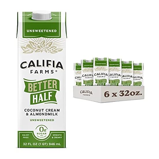 Califia Farms - Unsweetened Better Half, Half and Half Substitute, 32 Oz (Pack of 6), Almond Milk, Coconut Cream, Café Creamer, Keto, Shelf Stable, Dairy Free, Plant Based, Vegan 738630567