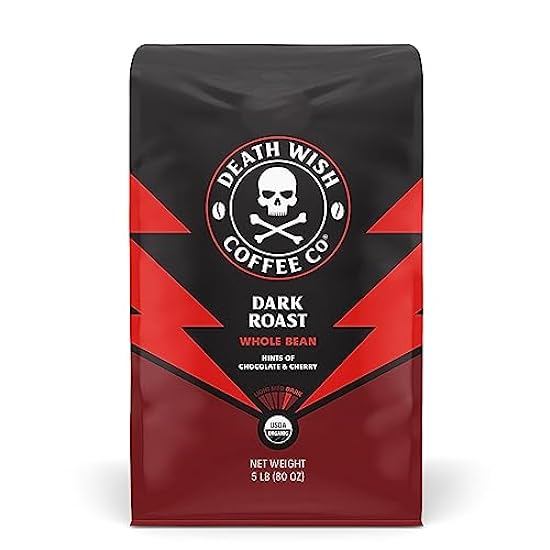 Death Wish Café Co. Dark Roast Whole Bean- 5 Lbs. Bold 