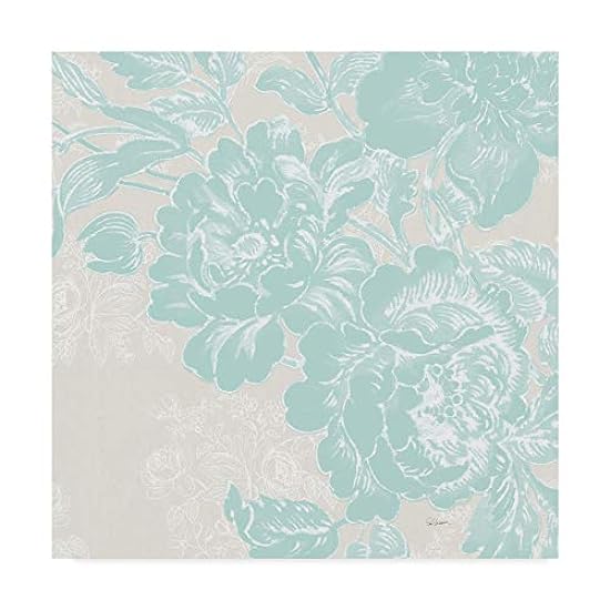 Trademark Fine Art, 18x18-Inch Toile Roses V Pastel by 