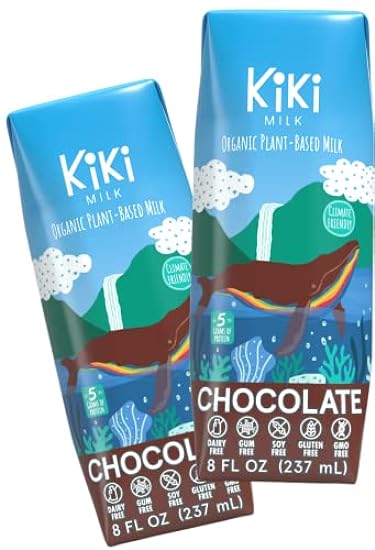 Kiki Milk Plant Based Milk - Organic Chocolate Milk - On-The-Go Calcium & Magnesium Source - Gluten, Gum, Soy, Glyphosate Free, Non-GMO, Non-Dairy - Shelf Stable Single Serve Cartons - 8 oz Pack of 12 504990848