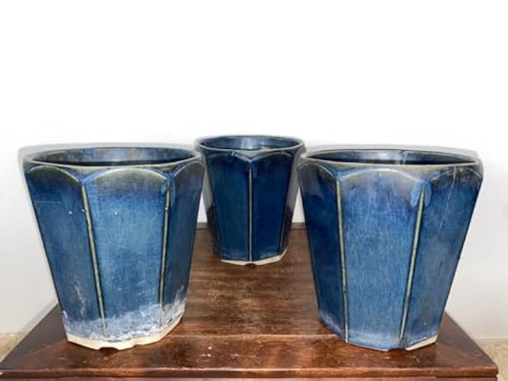 Plant Pot, Orchid Pot, 3-Piece Set, Ikoko, Blue, Glaze,