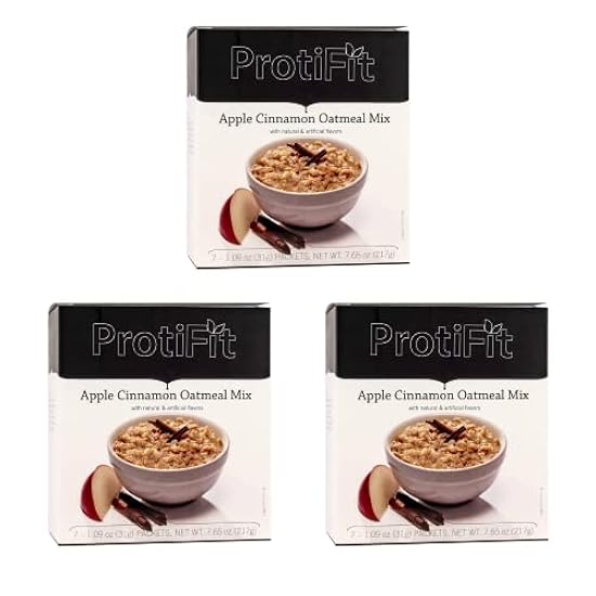 PROTIFIT - High Protein Apple Cinnamon Oatmeal Mix 3 Pack, 15g Protein, Low Calorie, Low Fat, Low Sugar, Low Carb, Ideal Protein Compatible, 7 Servings Per Box, (3 Pack) 119749051