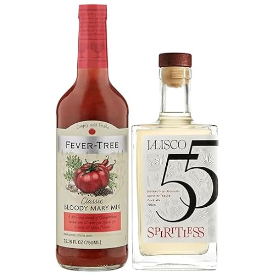 Spiritless Jalisco 55 Distilled Non-Alcoholic Tequila Bundle with Bloody Mary Mix - Bloody Maria - Premium Zero-Proof Liquor Spirits for a Refreshing Experience 700396735