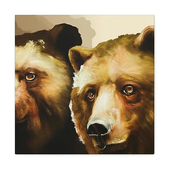 Grizzly Bear Family Portrait - Canvas 16″ x 16″ / Premi