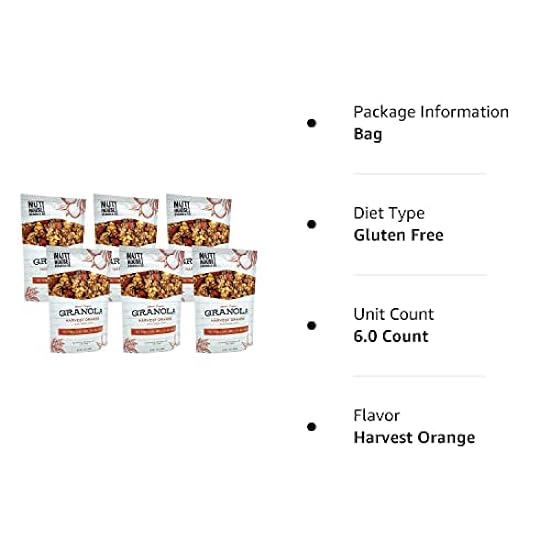 NutHouse! Granola Company - Premium Harvest Orange Granola | Certified Gluten-Free, Non-GMO, Kosher | Vegan, Soy-Free | 12 oz. Bag (6-Pack) 50017236