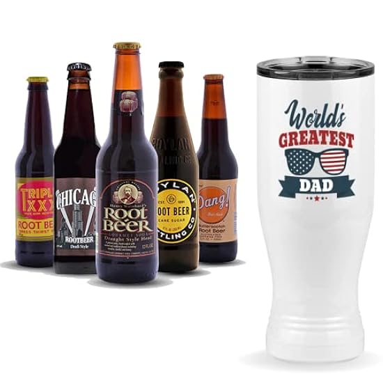 USA Glasses Pilsner Tumbler & Gourmet 12-Pack Root Beer