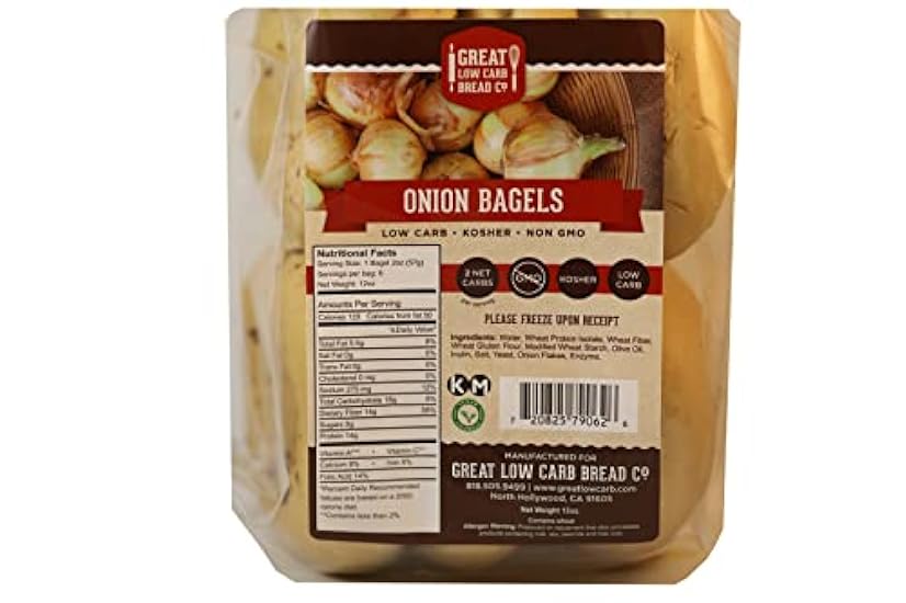 Great Low Carb Onion Bagels|Vegan Friendly| Kosher| Served Fresh |Non GMO |Low carb diet | Perfect for breakfast 12oz bag of 6. 6 bolsas 418274055