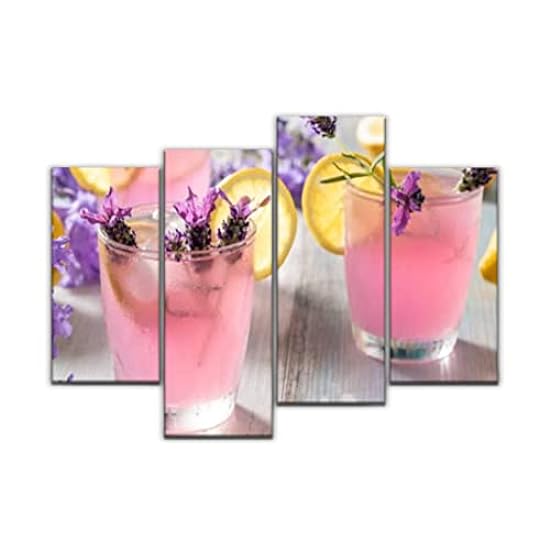 Canvas Wall Art Pink lemonade with lavender flowers inf