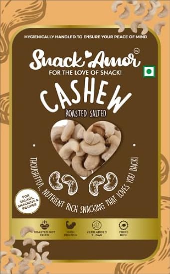 SnackAmor Roasted & Salted Cashews, Namkeen Kaju, Salted Dry Fruits, Flavoured Cashew Nuts, Healthy Snacks (Pack of 2 170 Gm each) 805508345