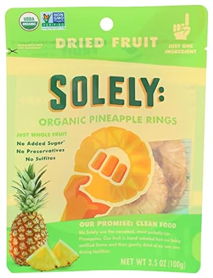 Solely Organic Dried Pineapple Rings, USDA Certified Or