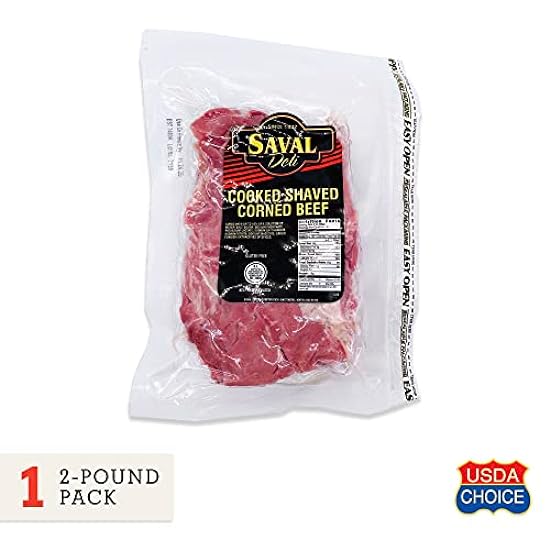 Saval Deli | Corned Carne de res, Shaved | Sin gluten, USDA Choice Carne de res | 2 pound pack 740073393