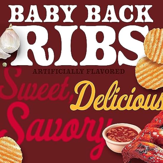 Herr’s Potato Chips, Baby Back Ribs Flavor, Sin gluten Snacks, 6oz Bag (12 Count) 582689449