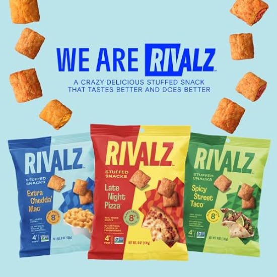 Rivalz Spicy Street Taco Stuffed Snacks - Delicious & Nutritious Veggie Snack Bites - Vegan, Sin gluten, & Non GMO - Cero azúcar añadido and Plant Based Protein - Healthy Snacks for Adults and Kids 547041812