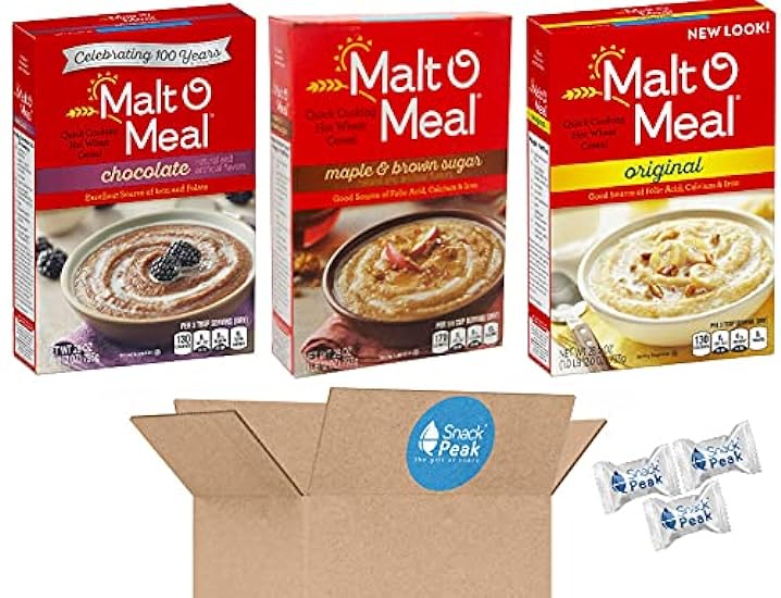 Malt O Meal Hot Cereal Snack Peak Variety Gift Box – Maple and Brown Sugar, Original, and Chocolate 258027237