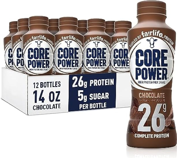Fairlife Core Power 26g Protein Milk Shakes, Ready To Drink for Workout Recovery, Chocolate, 14 Fl Oz - (Pack of 12) 608760777