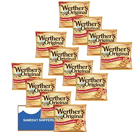 Werther´s Original Caramel Hard Candies, Individually Wrapped Candy | 2.65 OZ - 12 PACK | SameDay Shippers card Included 49694905