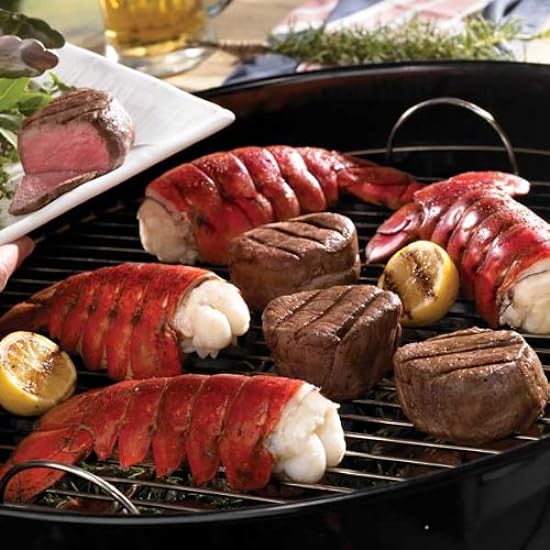Lobster Gram M6FM2 TWO 6-7 OZ MAINE LOBSTER TAILS AND TWO 6 OZ FILET MIGNON STEAKS 574416919
