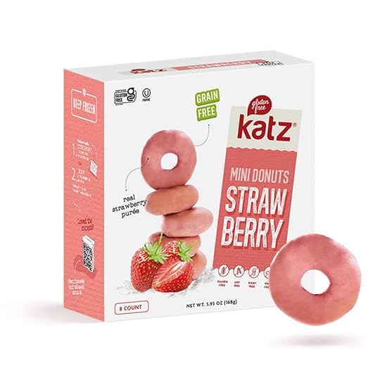 Katz Sin gluten Mini Strawberry Glazed Donuts. Fresh Ba