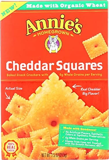 Annie´s Organic Cheddar Squares Baked Snack Crackers 7.5 oz Pack of 12 171695103
