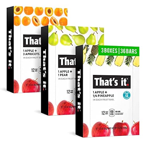 That´s it. (36 Count) Variety Pack | Apricot, Pear, and Pineapple Flavors | 100% Natural Real Fruit Bars Plant-based, Vegan, Gluten-free, No Added Sugar, Top 12 Allergen Free 988389383