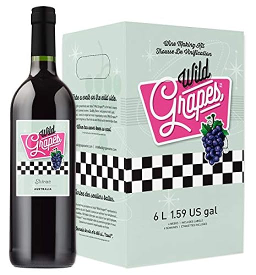 Wild Grapes Premium DIY Wine Making Kits - Australia Shiraz - Makes Up to 30 x 750mL Bottles, 6 Gallons of Wine 987634231