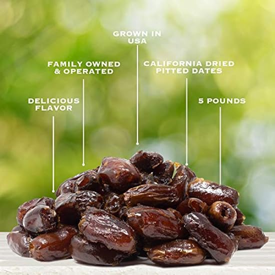 Traina Home Grown California Dried Pitted Dates - Healthy, No Added Sugar, Non GMO, Kosher Certified, Vegan, Value Size (5 lbs) 914496325