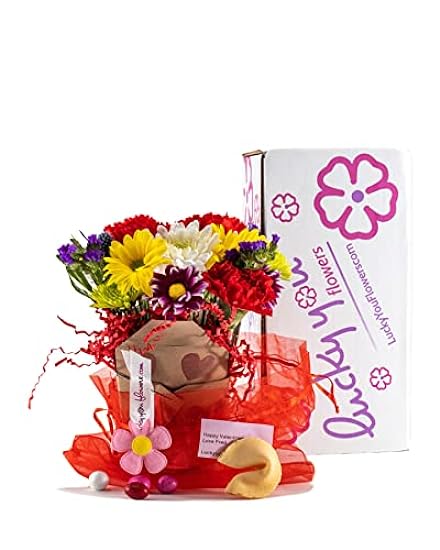 XOXO Fresh Cut Live Flowers Arranged in a Takeout Container with Your Personal Message Tucked Inside a Fortune Cookie 125970758