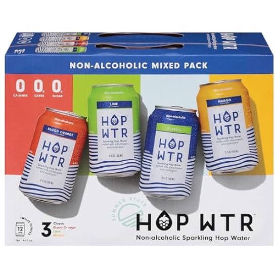 Hop WTR Variety (Pack of 36 Cans) (Case & a Half) 12oz 
