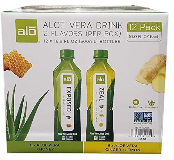 ALO Aloe Vera Drink Variety Pack (12/16.9 FLOz Net Wt 202.8 Fl Oz), 601721552