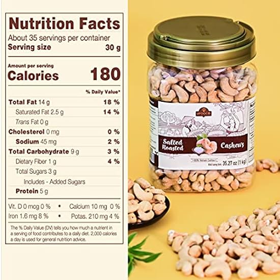 LAFOOCO Salted Roasted Cashews Premium Cashews Vegan Snacks, Rich in Nutrients, Protein, Fiber, Vitamins, Great Gift for Friend, Grandparent on Any Celebration, Birthdays, Coupon (35.27 oz) 707716478