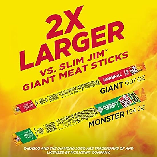 Slim Jim Monster Smoked Meat Sticks, Tabasco Flavor, 1.94 oz. 18-Count 85174325