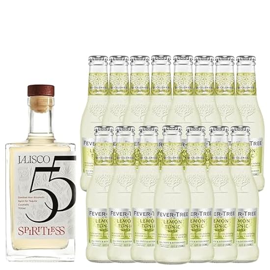 Spiritless Jalisco 55 Distilled Non-Alcoholic Tequila Bundle with Fever Tree Lemon Tonic - Tequila Collins - Premium Zero-Proof Liquor Spirits for a Refreshing Experience | 15 PACK 458482689