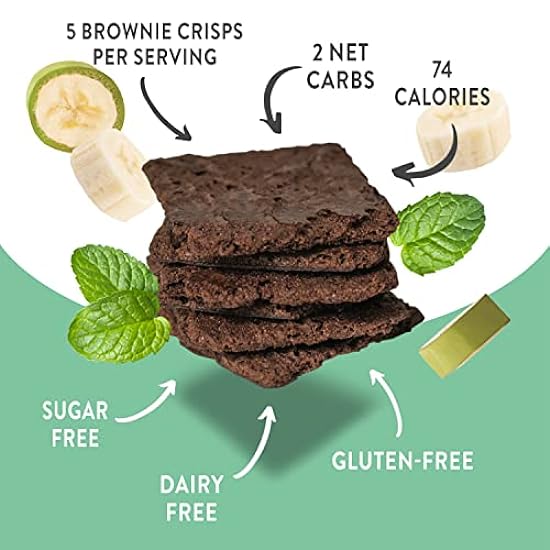 Bantastic Brownie Keto Snack, Mint Chocolate Crisps - Crunchy Thin, Naturally Sweet Sin azúcar Brownies Snack, Sin gluten, Low Carb, Dairy Free, 3 Oz Ea (Pack of 6) 877775091