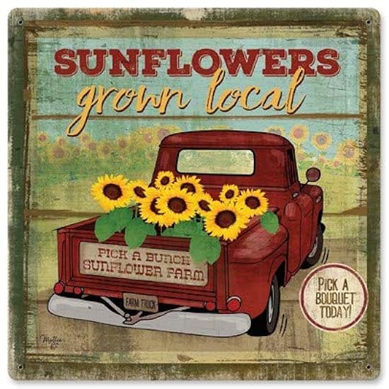 12 X 12 Satin Metal - Sign Local Grown Sunflowers 89680