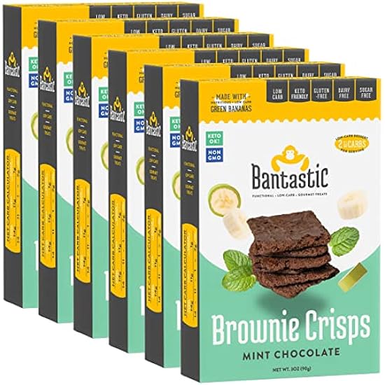 Bantastic Brownie Keto Snack, Mint Chocolate Crisps - Crunchy Thin, Naturally Sweet Sin azúcar Brownies Snack, Sin gluten, Low Carb, Dairy Free, 3 Oz Ea (Pack of 6) 528466641